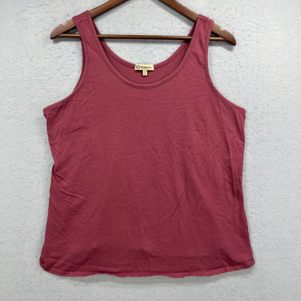 Democracy Tank Top Womens XL Pink Scoop Neck Sleeveless Cotton Modal Minimalist